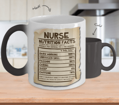 ​Cool Nurse Mug Vintage Nutrition Facts Label
